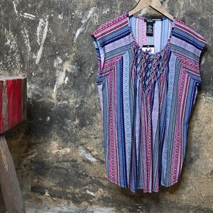 blue & red shell top mosaic stripe Premise XXL